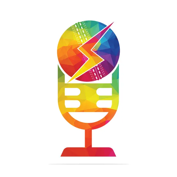 Логотип Грому Cricket Podcast Формі Трофею Дизайн Концепції Логотипу Мікрофона — стоковий вектор