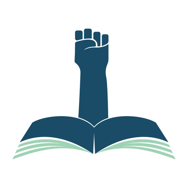Συνδυασμός Γροθιά Λογότυπο Βιβλίο Σχεδιασμός Πρότυπο Έννοια Λογότυπου Βιβλίου Επανάστασης — Διανυσματικό Αρχείο