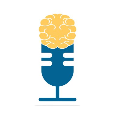 Beyin podcast logosu tasarımı. Eğlence sektörü logo şablonu çizimi yayınla.