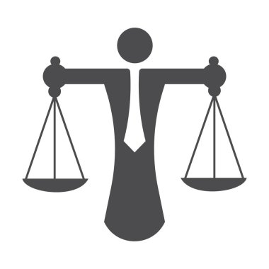 İşadamı Ölçek Simgesini Tutuyor. Adam Denge logo vektörünü tut.