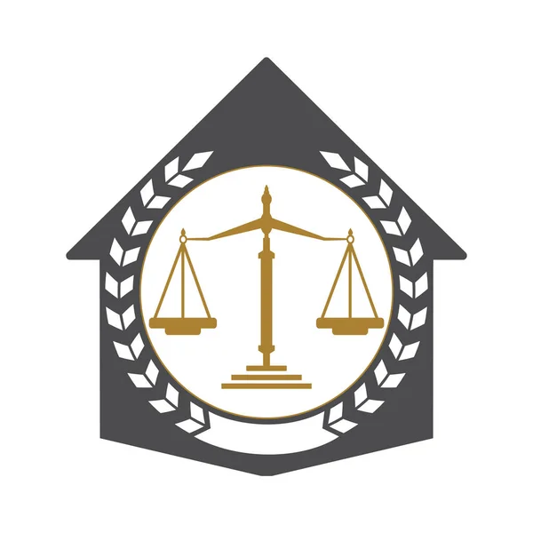 Diseño Logo Law House Propiedad Ley Logotipo Bienes Raíces Símbolo — Archivo Imágenes Vectoriales