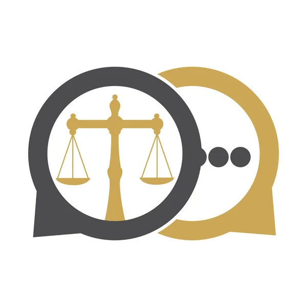 Attorney Balance Chat Logo Vector Scales Speech Balloon Icon Vector — Stock Vector