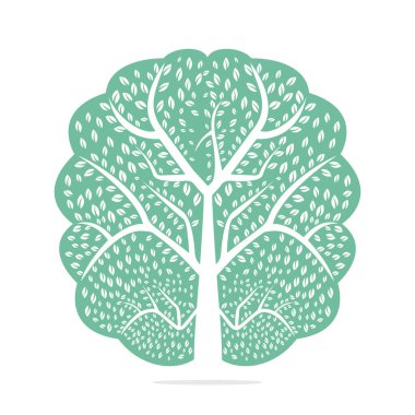 Ağaç Yetiştirme Logosu Tasarımı. Beyin Simgesinin İçinde Ağaç Büyüyor.