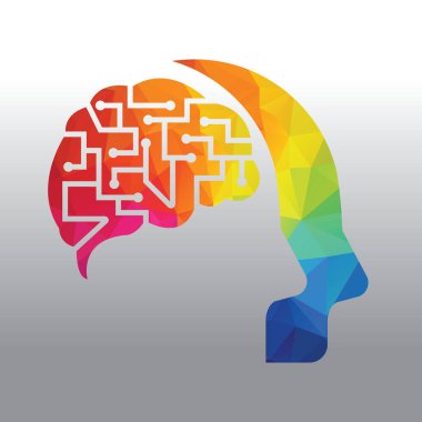 Dijital devre kartı olarak insan beyni. Yapay zeka ikonu. Tekno insan kafası logosu yaratıcı fikir.