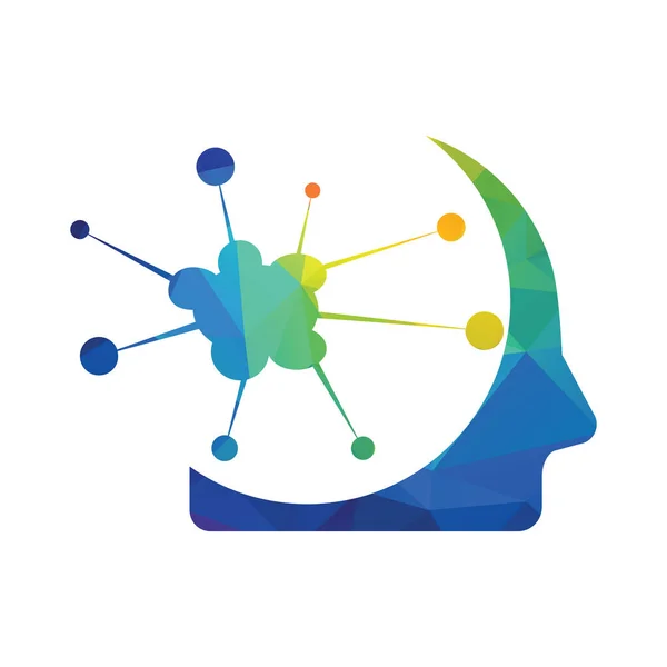 Cabeza Humana Neuron Diseño Plantilla Vectorial Concepto Logo Mind — Vector de stock