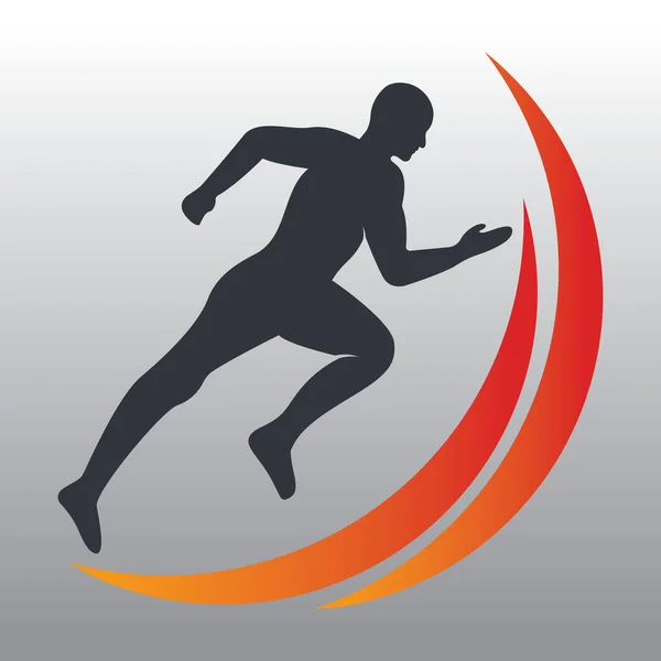 Corrida Maratona Logo Vector Design Correndo Símbolo Vetor Homem — Vetor de Stock