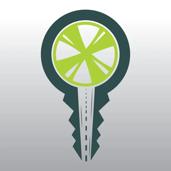 Driving School Logo Design Car Key Road Tyer Icon — Stockvektor