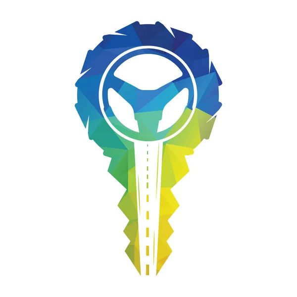 Дизайн Логотипа Школы Ключ Автомобиля Значком Дороги Руля — стоковый вектор