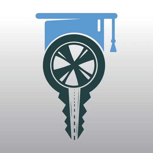 Projektowanie Logo Szkoły Jazdy Klucz Samochodowy Ikoną Drogi Krawata — Wektor stockowy