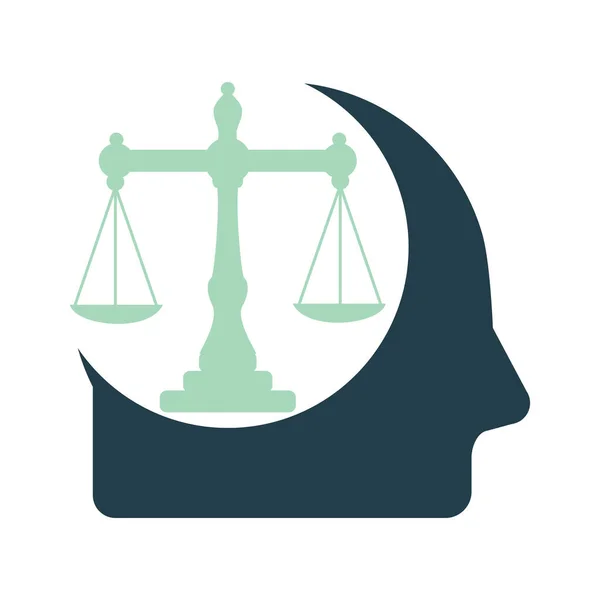 Nsan Kafası Logosu Konseptindeki Ölçekler Adalet Ağırlık Ölçeğinde Vektörü Olan — Stok Vektör