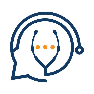 Kabarcık muhabbeti ve steteskop logosu tasarımı. Doktor Talk logo tasarım şablonu.