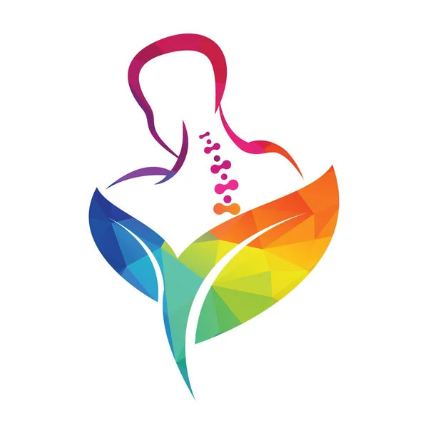 Organic Chiropractic Logo Design Wektor Ilustracji Ludzki Kręgosłup Ból Logo — Wektor stockowy