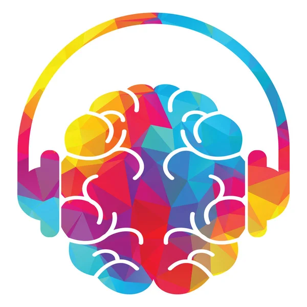 Beyin ve Kulaklık Logosu Tasarımı. Beyin Podcast Simgesi Logo Tasarımı.