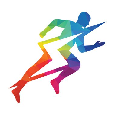 Koşu ve Maraton Logo Vektör Tasarımı. Çalışan adam vektör sembolü.