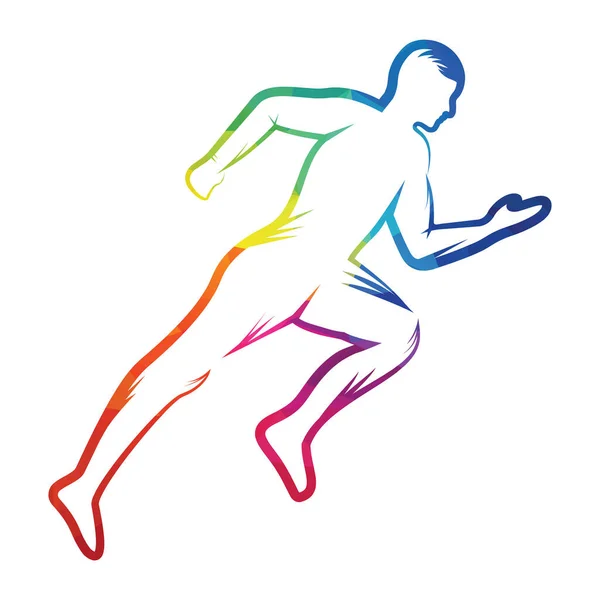 Logo Running Marathon Vector Design Simbolo Vettore Uomo Esecuzione — Vettoriale Stock