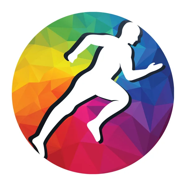 Running Marathon Logo Vector Design Hombre Corriendo Símbolo Vectorial — Vector de stock