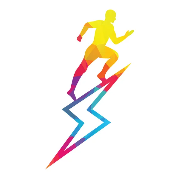 Futás Maraton Logó Vektor Tervezés Futó Ember Vektor Szimbólum — Stock Vector