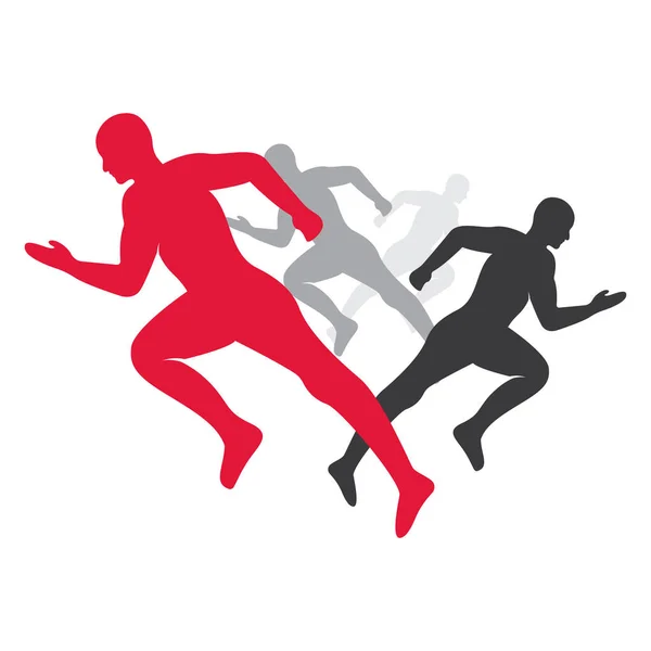 Random Runner Marathon Logo Vector Design Homens Correndo Símbolo Vetor —  Vetores de Stock