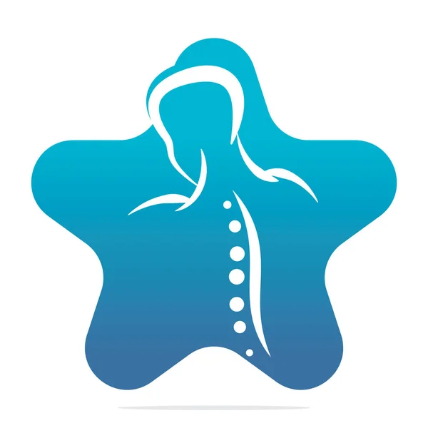 Chiropraktyczna Ilustracja Wektorowego Logo Gwiazdy Ludzki Kręgosłup Ból Logo Logo — Wektor stockowy