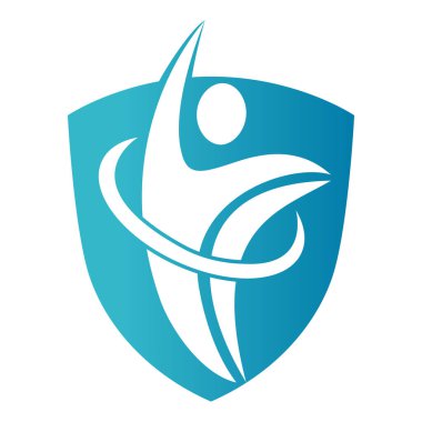 Human athlete in motion who crosses finish line and breaks through ribbon isolated logo vector.