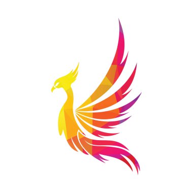 Phoenix Logo uçan kuş soyut tasarım vektör şablonu.