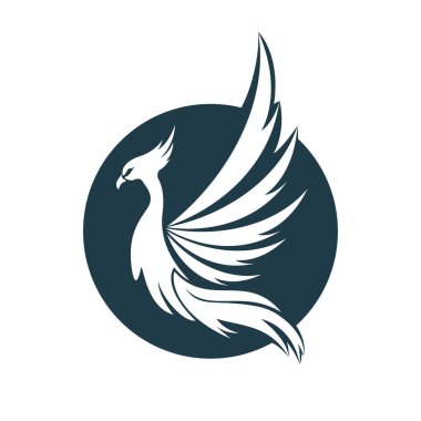 Phoenix Logo uçan kuş soyut tasarım vektör şablonu.