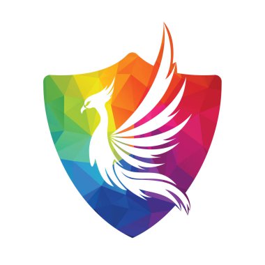 Phoenix Logo uçan kuş soyut tasarım vektör şablonu.