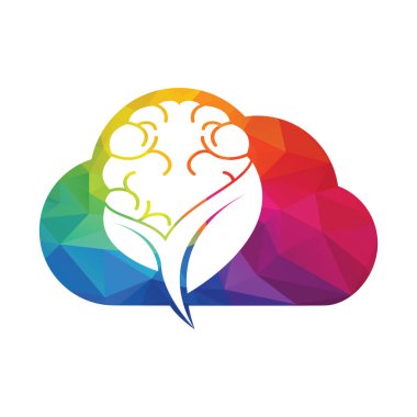 Beyin ve yaprak kombinasyon vektör tasarımı. Organik beyin logo vektör tasarımı.