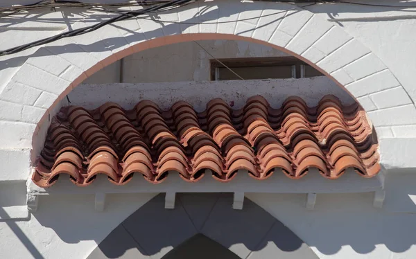 Particolare Tetto Realizzato Con Tegole Antico Borgo Mediterraneo — Foto Stock