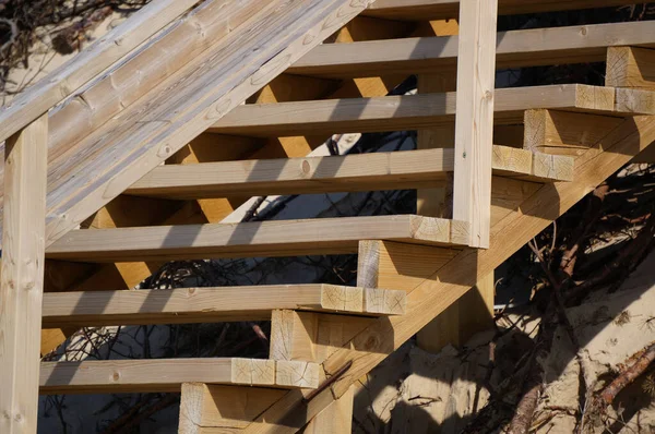 Kum tepelerindeki tahta merdivenler. 