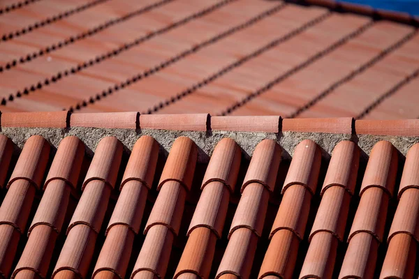 Detalle Techo Hecho Con Baldosas Antiguo Pueblo Mediterráneo — Foto de Stock