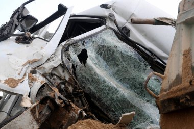 Litvanya 'da, Baltica yolunda iki kamyonun çarpışması. 05 25 2016