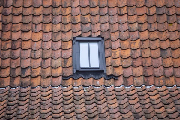 Detail Eines Daches Aus Ziegeln Eines Alten Mediterranen Dorfes — Stockfoto