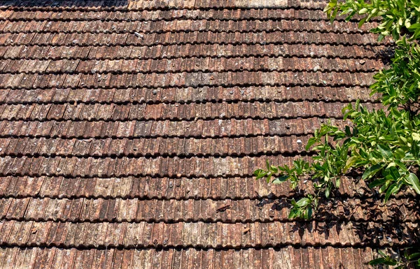 Детали Крыши Плитки Старой Средиземноморской Деревни — стоковое фото