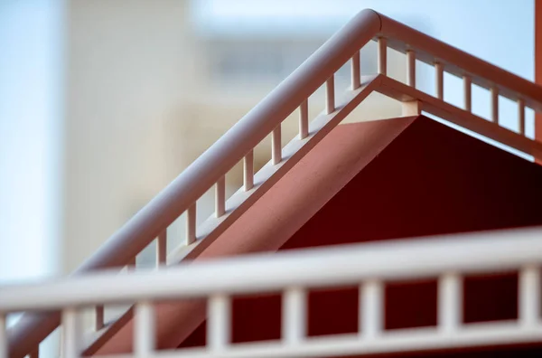 Escalier Extérieur Balustrades Blanches Détails Architecturaux — Photo