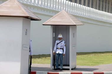 Bangkok, Tayland Kraliyet Onur Muhafızları Bangkok 'taki Büyük Kraliyet Sarayı' nda