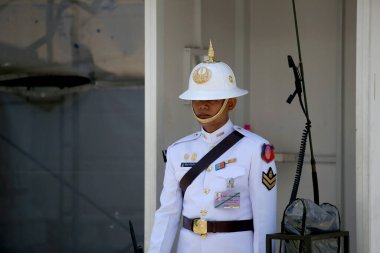 Bangkok, Tayland Kraliyet Onur Muhafızları Bangkok 'taki Büyük Kraliyet Sarayı' nda