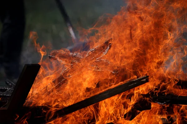 Ancient Traditions Burning Bonfires Cemeteries Old Crosses Were Burned Dead — Stockfoto