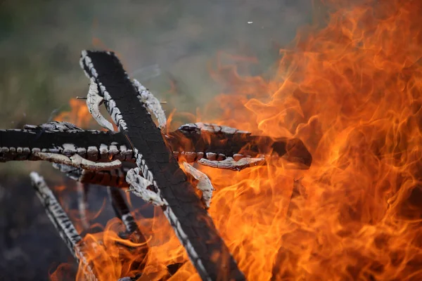 Ancient Traditions Burning Bonfires Cemeteries Old Crosses Were Burned Dead — Stock Photo, Image
