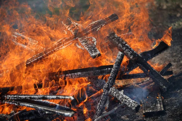 Ancient Traditions Burning Bonfires Cemeteries Old Crosses Were Burned Dead — Stockfoto