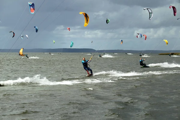 Power Kites Kursiu Lagoon Svencele Litouwen 2020 — Stockfoto