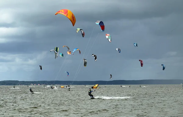 Power Kites Kursiu Lagoon Svencele Lithuania 2020 — Foto de Stock