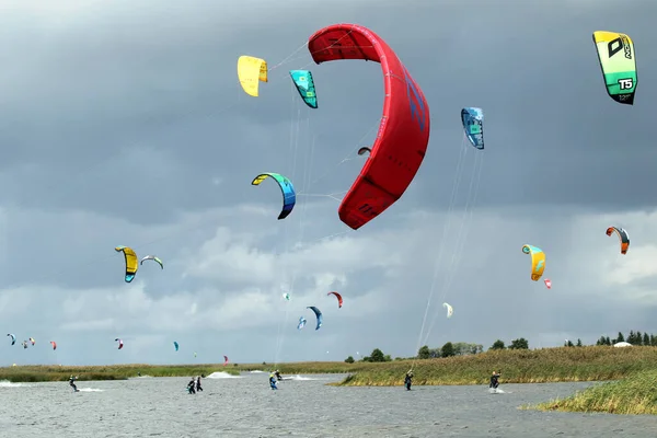 Power Kites Kursiu Lagoon Svencele Litouwen 2020 — Stockfoto