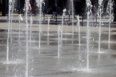 Kaunas, şehir parkına çeşme suyu damlatıyor.