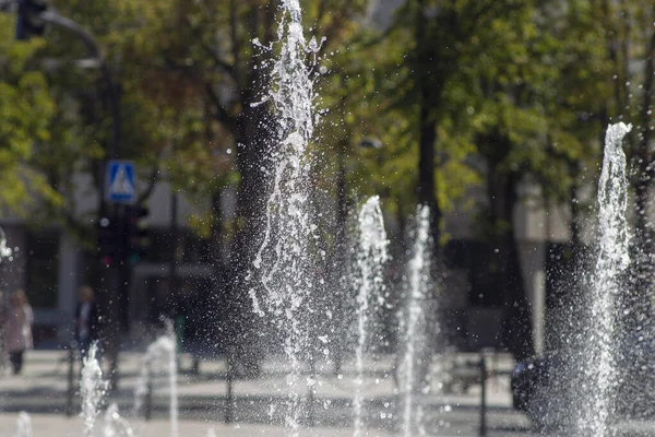 Salpicos Água Fonte Parque Cidade Kaunas — Fotografia de Stock