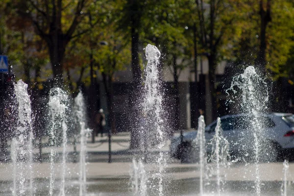 Salpicaduras Agua Fuente Parque Ciudad Kaunas —  Fotos de Stock