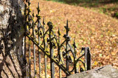 Eski dekoratif işlenmiş demir çitler.