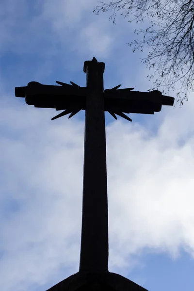 Litevské Lidové Umění Starý Silniční Kříž Symbol Víry — Stock fotografie