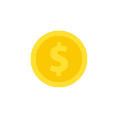 Dolarlı sikke simgesi. Beyaz arkaplanda izole edilmiş vektör düz illüstrasyon.