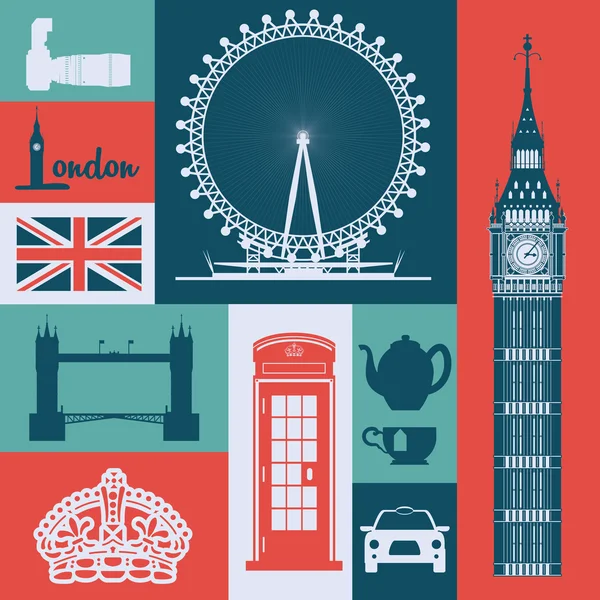 伦敦设计丰富多彩的背景 — 图库矢量图片
